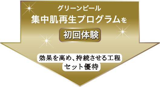 グリーンピール 集中肌再生プログラムを 初回体験 効果を高め、持続させる工程セット優待