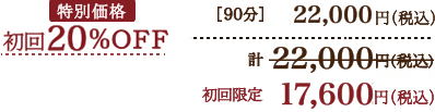 初回限定 20%OFF グリーンピール フレッシュアップ1day 通常価格［90分］22,000円（税込） 初回限定 17,600円（税込）