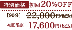 初回限定 20%OFF グリーンピールフレッシュアップ1day 通常価格［90分］22,000円（税込） 初回限定 17,600円（税込）