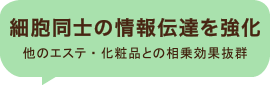細胞同士の情報伝達を強化 他のエステ・化粧品との相乗効果抜群